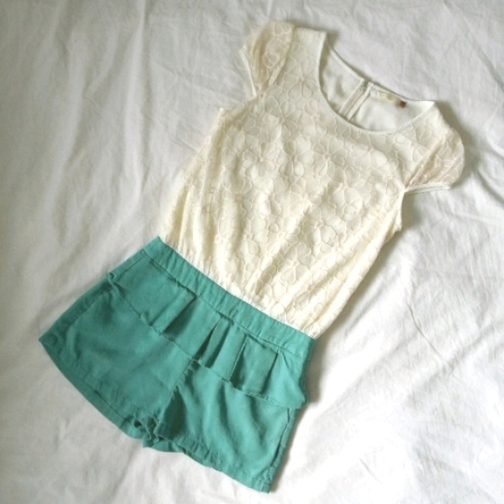White & Green Romper